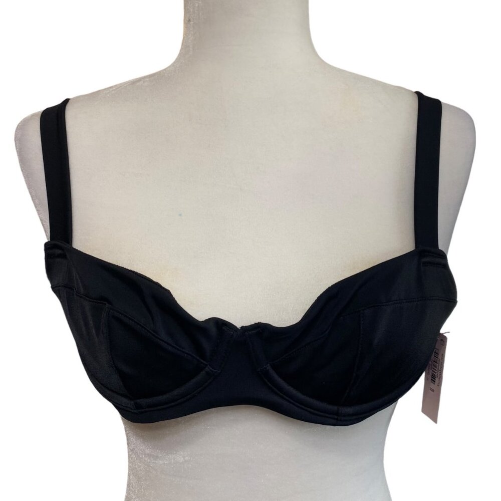NWT Victoria's Secret SWIM Essential Wicked Bikini‎ Top Solid Black Size 32B